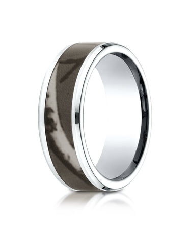 Benchmark Cobaltchrome 8mm Comfort-Fit Wedding Band Ring with Hunting Camo Inlay, (Sizes 6 - 14)