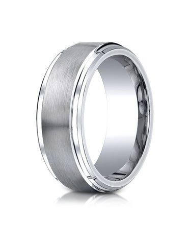 Benchmark Cobaltchrome 9mm Comfort-Fit Satin-Finished Stair-Step Edge Design Wedding Band Ring
