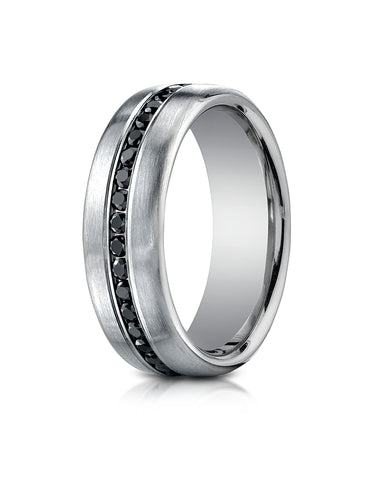 Benchmark Platinum 7.5mm Comfort-Fit Channel Set 36-Stone Black Diamond Eternity Wedding Band (0.72 ct.)