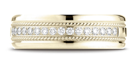 Benchmark-14K-Yellow-Gold-7.5mm-Comfort-Fit-Pave-set-16-Stone-Diamond-Wedding-Band-Ring--.32Ct.--Size-4.25--CF71758114KY04.25