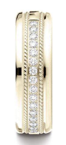 Benchmark-14K-Yellow-Gold-7.5mm-Comfort-Fit-Pave-set-16-Stone-Diamond-Wedding-Ring--.32Ct.--Size-4.5--CF71758114KY04.5