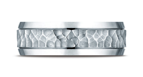 Benchmark-Platinum-7.5mm-Comfort-Fit-Hammered-Finish-Beveled-Edge-Design-Wedding-Band-Ring--Size-4.25--CF87509PT04.25