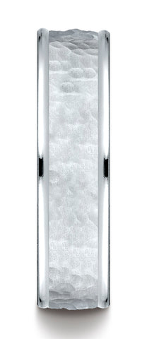 Benchmark-Platinum-Comfort-Fit-6mm-High-Polish-Edge-Hammered-Center-Design-Wedding-Band-Ring--Size-6.5--CF156303PT06.5