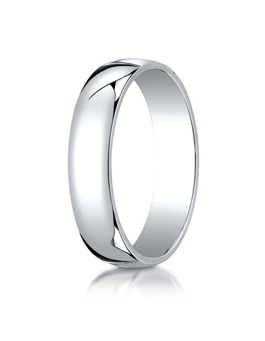 Benchmark 14K White Gold 5mm Low Dome Light Wedding Band Ring (Sizes 4 - 15 )
