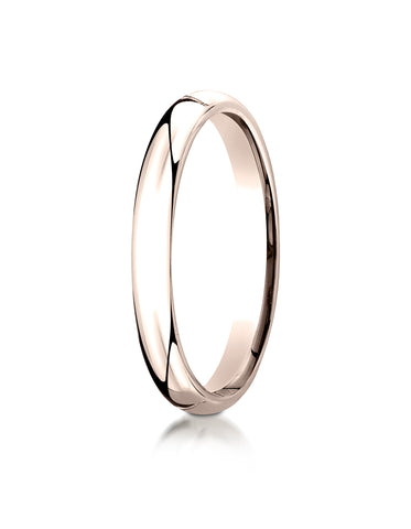 Benchmark 14K Rose Gold 3mm Slightly Domed Standard Comfort-Fit Wedding Band Ring (Sizes 4 - 15 )