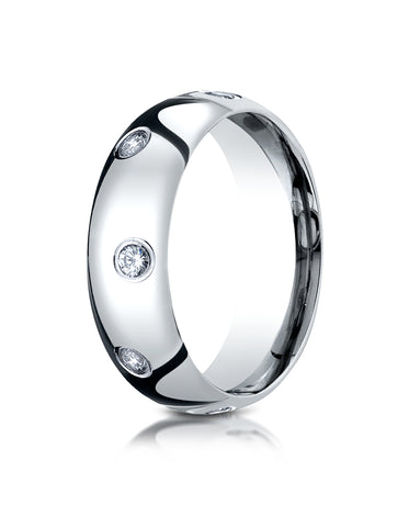Benchmark Platinum 6mm Comfort-Fit Burnish Set 8-Stone Diamond Eternity Wedding Band Ring (0.32 ct.)