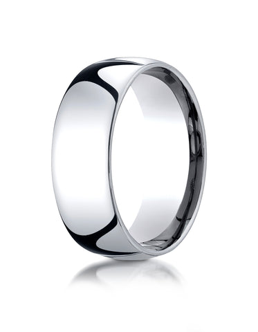 Benchmark Platinum 8mm Slightly Domed Standard Comfort-Fit Wedding Band Ring (Sizes 4 - 15 )