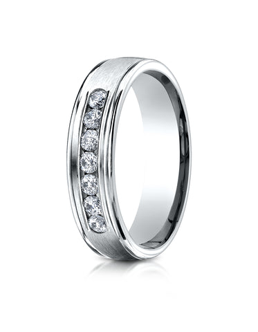 Benchmark Palladium 6mm Comfort-Fit Channel Set 7-Stone Diamond Eternity Wedding Band Ring (0.42 ct.)