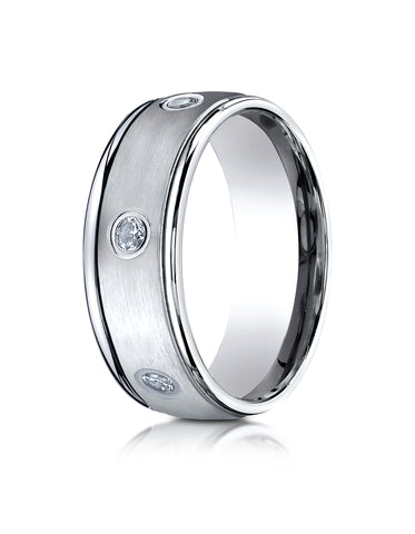 Benchmark Platinum 8mm Comfort-Fit Burnish Set 6-Stone Diamond Eternity Wedding Band Ring (0.48 ct.)