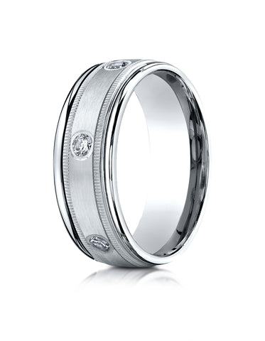 Benchmark Platinum 8mm Comfort-Fit Burnish Set 6-Stone Diamond Eternity Ring with Milgrain (0.48 ct.)