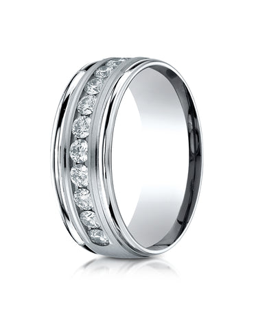 Benchmark Platinum 8mm Comfort-Fit Channel Set 12-Stone Diamond Eternity Wedding Band Ring (0.96 ct.)