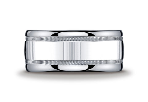 Benchmark-Argentium-Silver-10-mm-Comfort-Fit-High-Polished-Milgrain-Design-Wedding-Band-Ring--Size-8.5--RECF71001SV08.5