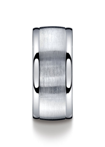 Benchmark-Argentium-Silver-10-mm-Comfort-Fit-Satin-Finished-High-Polished-Round-Edge-Design-Band--Size-9--RECF71002SSV09