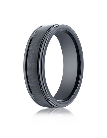 Benchmark Ceramic 6mm Comfort-Fit Satin-Finished Round Edge Design Wedding Band Ring, (Sizes 6 - 14)