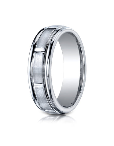 Benchmark Cobaltchrome 7mm Comfort-Fit Satin-Finished Round Edge Design Wedding Band Ring
