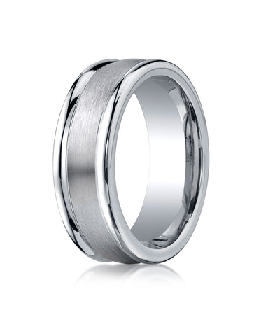 Benchmark Cobaltchrome 8mm Comfort-Fit Satin-Finished Round Edge Design Wedding Band Ring
