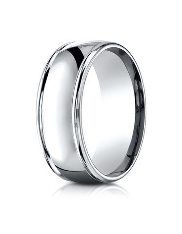 Benchmark Platinum 8mm Comfort-Fit High Polish Finish Round Edge Design Wedding Band Ring