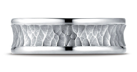 Benchmark-Platinum-7.5mm-Comfort-Fit-Hammered-Finish-Concave-Center-Design-Wedding-Band-Ring--Size-4.25--RECF87508PT04.25