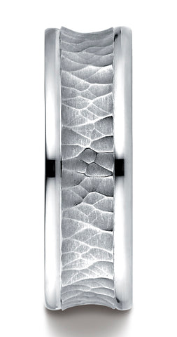 Benchmark-Platinum-7.5mm-Comfort-Fit-Hammered-Finish-Concave-Center-Design-Wedding-Band-Ring--Size-4.5--RECF87508PT04.5