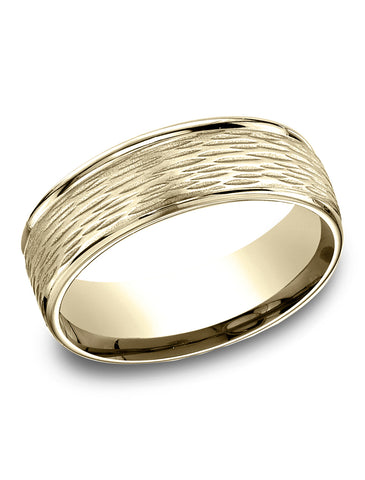 Benchmark-14K-Yellow-Gold-7.5mm-Comfort-Fit-Round-Edge-Birch-Bark-Center--Size-4.5--RECF8754114KY04.5