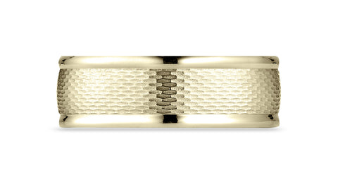 Benchmark-14K-Yellow-Gold-7.5mm-Comfort-Fit-Round-Edge-Mesh-Center-Design-Band--Size-4.25--RECF8754714KY04.25