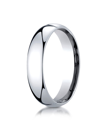 Benchmark 14K White Gold 5mm Slightly Domed Super Light Comfort-Fit Wedding Band Ring (Sizes 4 - 15 )