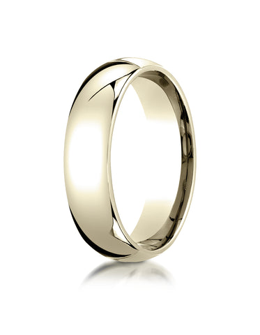 Benchmark 14K Yellow Gold 6mm Slightly Domed Super Light Comfort-Fit Wedding Band Ring (Sizes 4 - 15 )