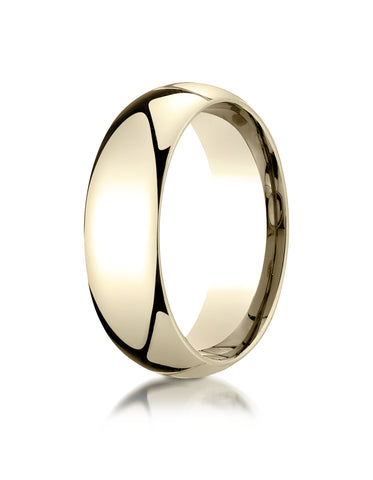 Benchmark 14K Yellow Gold 7mm Slightly Domed Super Light Comfort-Fit Wedding Band Ring (Sizes 4 - 15 )
