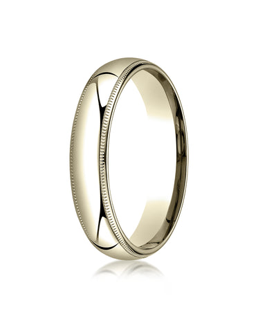 Benchmark 14K Yellow Gold 5mm Slightly Domed Super Light Comfort-Fit Wedding Band Ring with Milgrain
