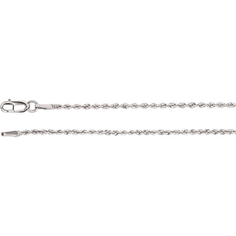 14k White Gold 1.5mm Rope 20" Chain