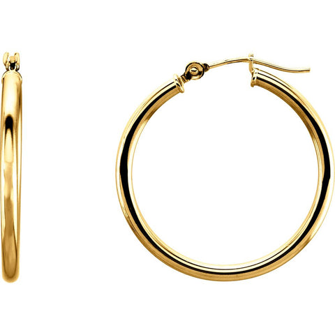 14k Yellow Gold 25mm Tube Hoop Earrings 14k Yellow Gold 25mm Tube Hoop Earrings