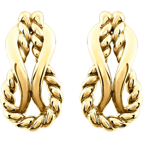 14k Yellow Gold Teardrop Rope Design Earrings