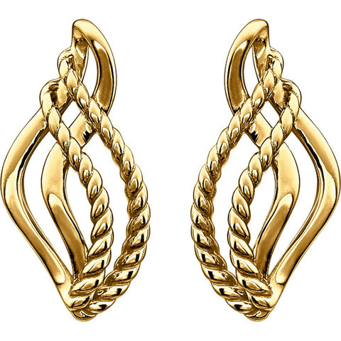 14k Yellow Gold Rope Design Earrings
