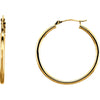 14K Yellow Gold 30mm Tube Hoop Earrings