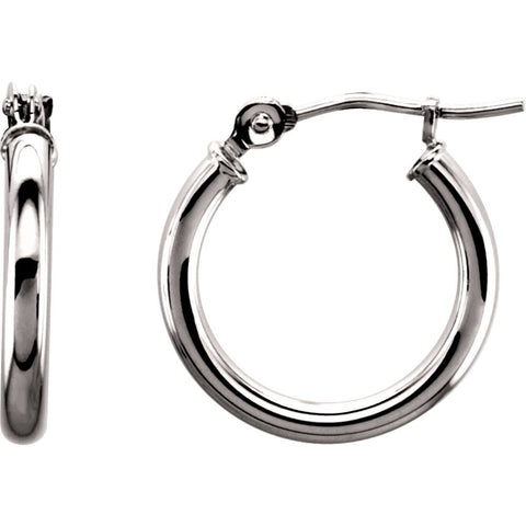 14k White Gold 15mm Tube Hoop Earrings 14k White Gold 15mm Tube Hoop Earrings