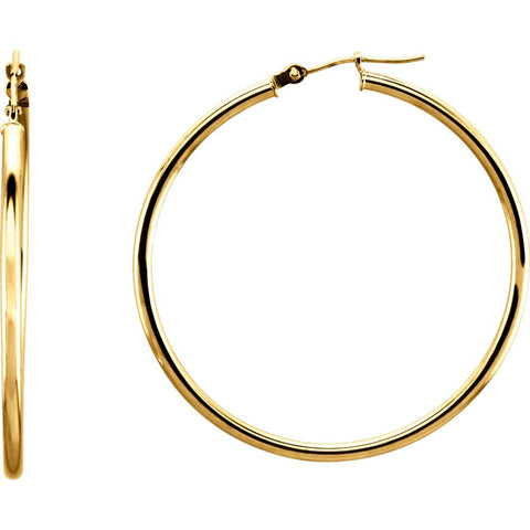 14k Yellow Gold 40mm Tube Hoop Earrings