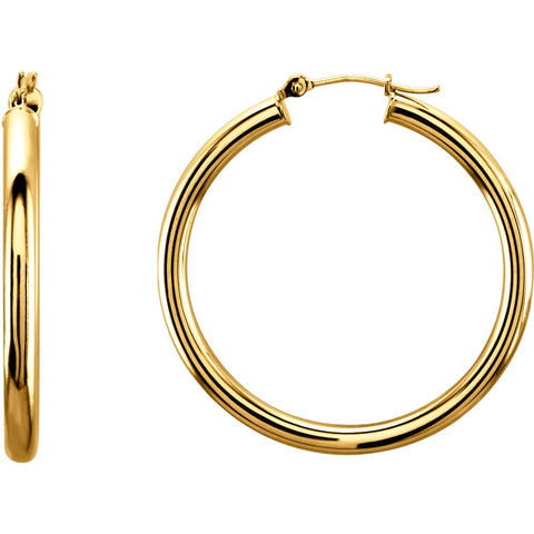 14k Yellow Gold 35mm Tube Hoop Earrings 14k Yellow Gold 35mm Tube Hoop Earrings
