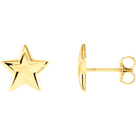 14k Yellow Gold Star Earrings