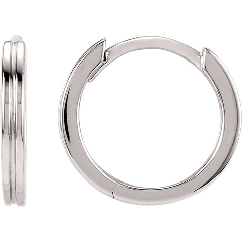 14k White Gold Metal Fashion Grooved Hoop Earrings 14k White Gold Metal Fashion Grooved Hoop Earrings