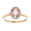 14k Rose Gold Morganite & 1/10 CTW Diamond Ring, Size 7