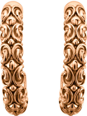 14k Rose Gold 20x4.1mm Sculptural-Inspired Half-Hoop Earrings