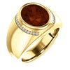 14k Yellow Gold Mozambique Garnet & 1/8 ctw. Diamond Ring for Men, Size 11