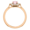 14k Rose Gold Morganite & 1/3 CTW Diamond Ring, Size 7