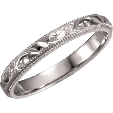 Platinum 3mm Hand-Engraved Band Size 6 Platinum 3mm Hand-Engraved Band Size 6