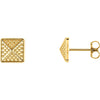 14K Yellow Gold Granulated Pyramid Earrings