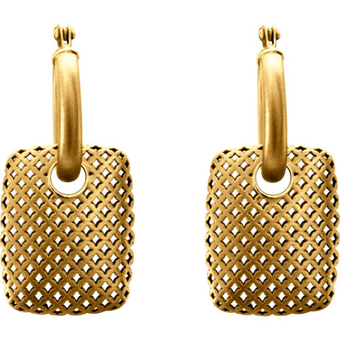 14k Yellow Gold Pierced Style Hoop Earrings