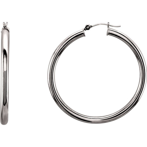 14k White Gold 40mm Tube Hoop Earrings 14k White Gold 40mm Tube Hoop Earrings