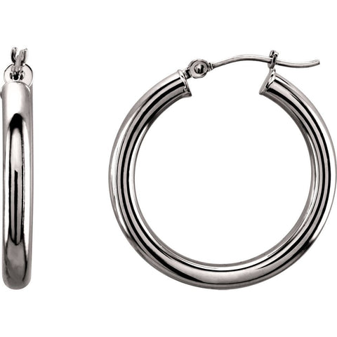 14k White Gold 25mm Tube Hoop Earrings 14k White Gold 25mm Tube Hoop Earrings