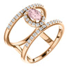 14k Rose Gold Morganite & 1/3 ctw. Diamond Halo-Style Ring, Size 7