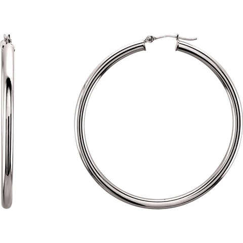 14k White Gold 48mm Tube Hoop Earrings 14k White Gold 48mm Tube Hoop Earrings